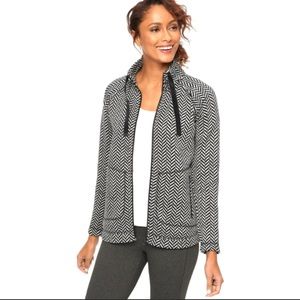 T BY TALBOTS Women’s Chevron High Low Zip Up Activewear Jacket P